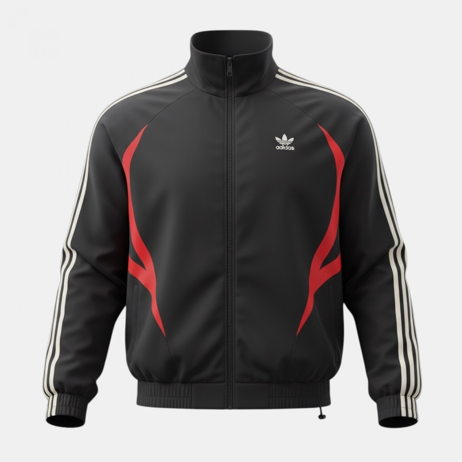 Adidas Originals Tribal Flame Track Jacket Μαύρο Κόκκινο /pre owned